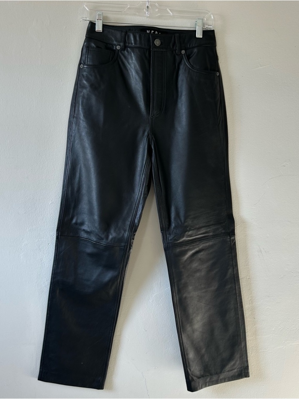 Reformation Veda Cynthia straight leg leather pants